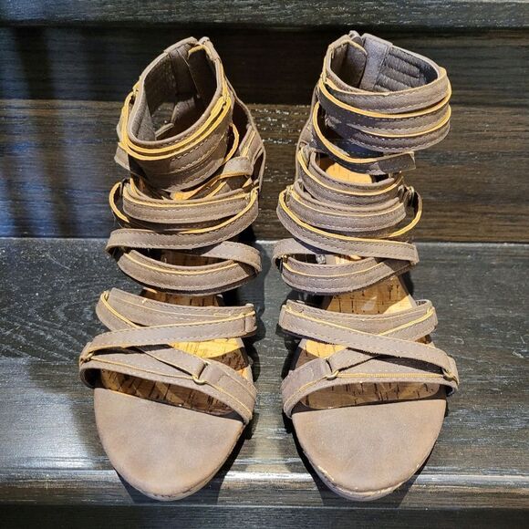Vintage Y2K Brown Leather Platform Sandal Shoes Size: 38 / 8 US - Picture 3 of 6